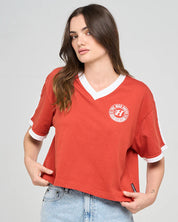 MAD HUEYS LIVING HUEYS | WOMENS BOXY V NECK TEE - RED CLAY