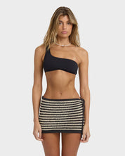BILLABONG WOMENS LAURA FLIP TIDE MINI SKIRT – CROCHET STRIPE LOW WAIST