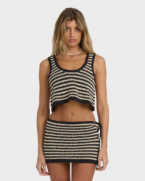 BILLABONG WOMENS LAURA FLIP TIDE TANK TOP – CROCHET STRIPE BOXY FIT