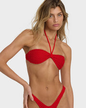 BILLABONG WOMENS TWISTED TIDES HALTER BANDEAU BIKINI TOP SUMMER SWIM RED ALOHA