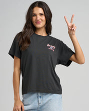 THE MAD HUEYS YEE HAW SEAHORSE WOMENS TEE - VINTAGE BLACK