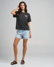 THE MAD HUEYS YEE HAW SEAHORSE WOMENS TEE - VINTAGE BLACK