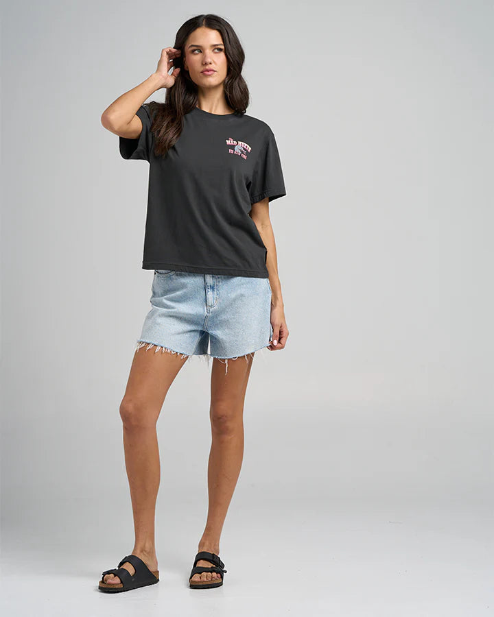 THE MAD HUEYS YEE HAW SEAHORSE WOMENS TEE - VINTAGE BLACK