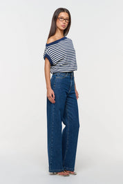 ABRAND COLD SHOULDER KNIT – STRIPE
