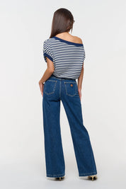 ABRAND COLD SHOULDER KNIT – STRIPE