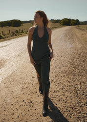AFENDS ALEXA SEERSUCKER MAXI DRESS – REVERB PINE CHECK