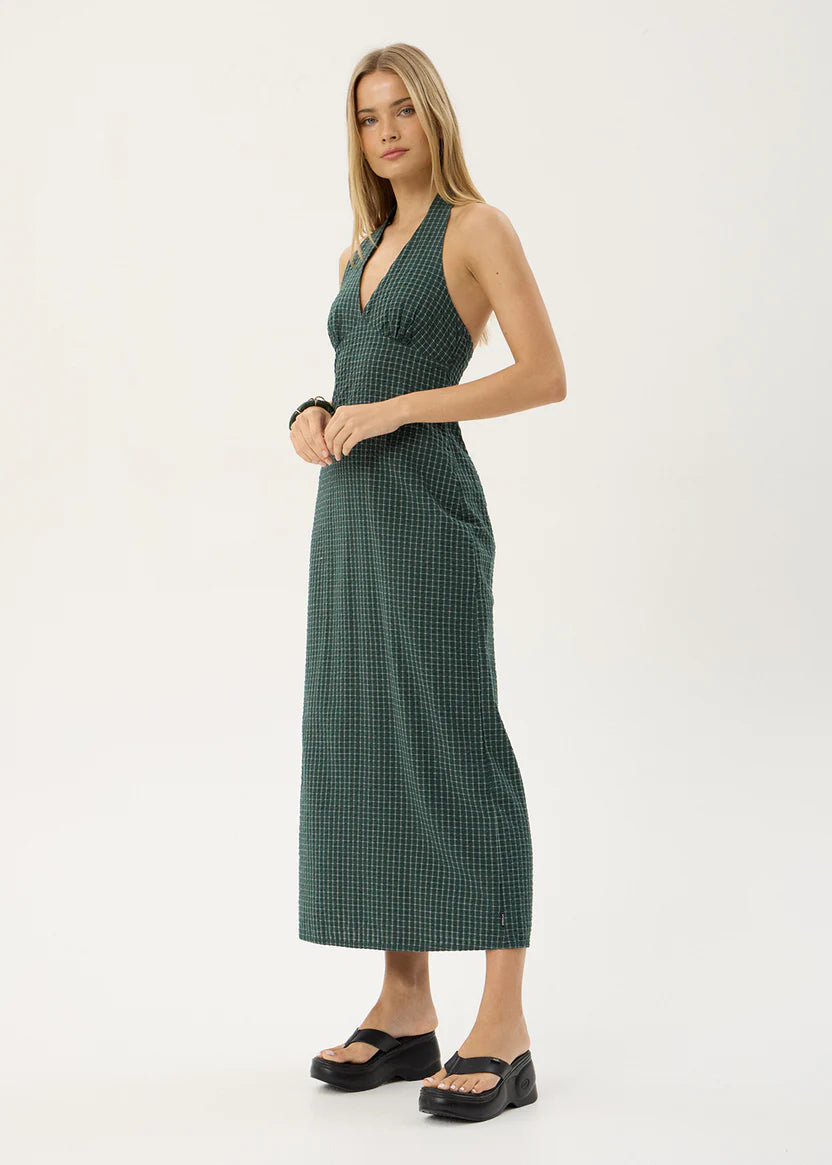 AFENDS ALEXA SEERSUCKER MAXI DRESS – REVERB PINE CHECK