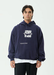 AFENDS BAD DOG BOXY PULL ON HOOD MEN’S RECYCLED STREETWEAR HOODIE WASHED DEEP SEA
