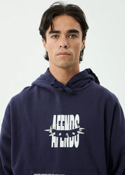AFENDS BAD DOG BOXY PULL ON HOOD MEN’S RECYCLED STREETWEAR HOODIE WASHED DEEP SEA