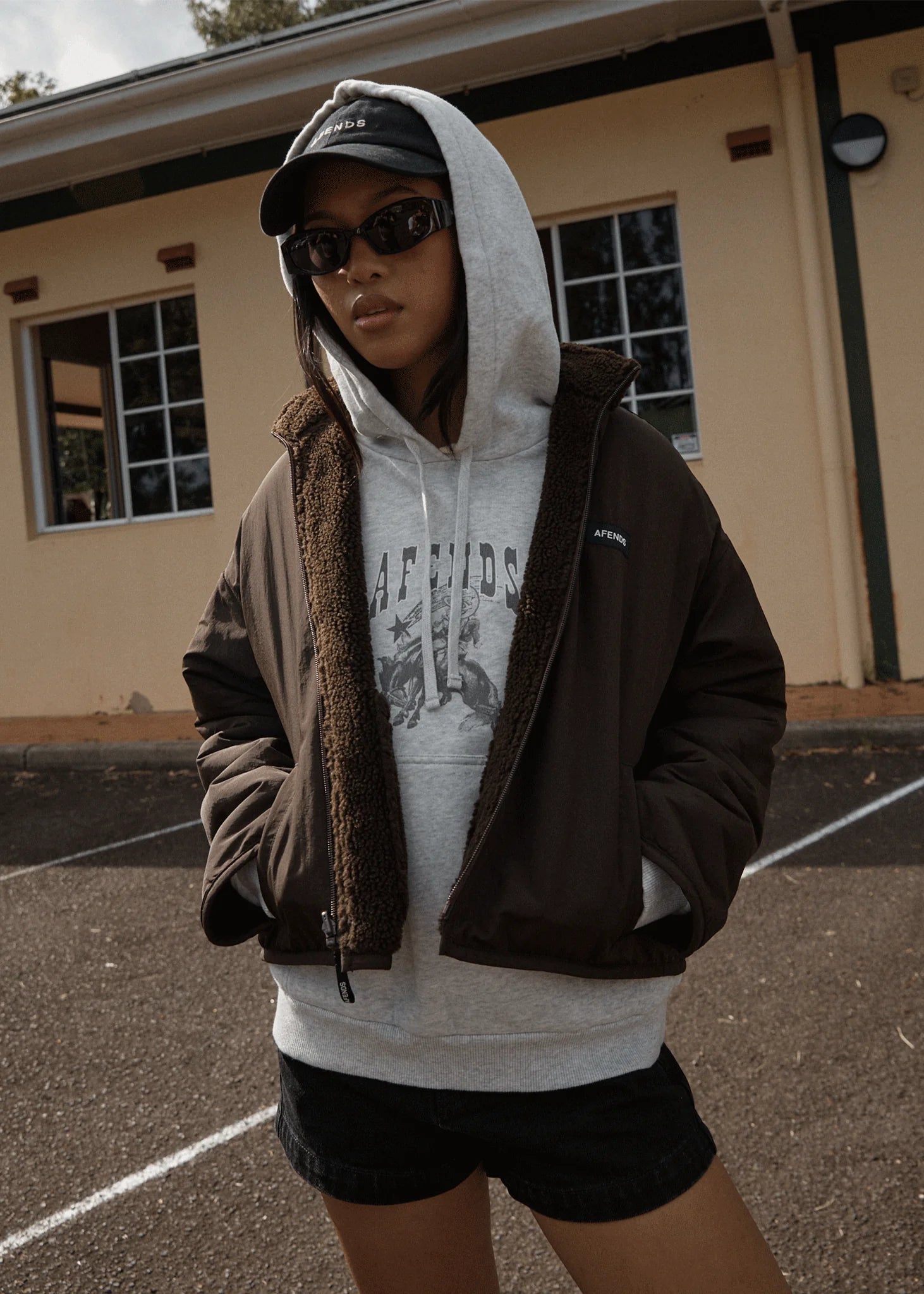 AFENDS BERLIN REVERSIBLE POLAR FLEECE JACKET – COFFEE