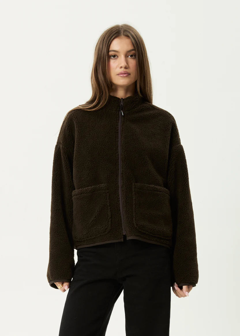 AFENDS BERLIN REVERSIBLE POLAR FLEECE JACKET – COFFEE