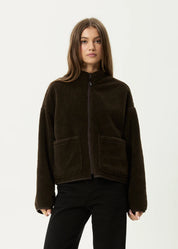 AFENDS BERLIN REVERSIBLE POLAR FLEECE JACKET – COFFEE