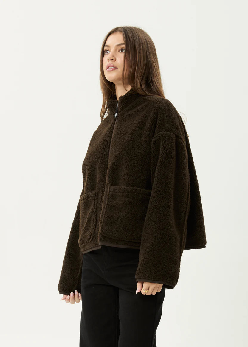 AFENDS BERLIN REVERSIBLE POLAR FLEECE JACKET – COFFEE