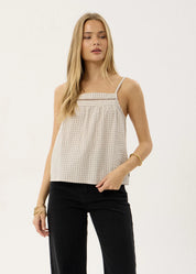 AFENDS CANDICE SEERSUCKER CAMI TOP – REVERB MOONBEAM CHECK
