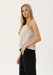 AFENDS CANDICE SEERSUCKER CAMI TOP – REVERB MOONBEAM CHECK