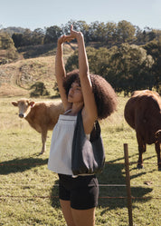 AFENDS CANDICE SEERSUCKER CAMI TOP – REVERB MOONBEAM CHECK