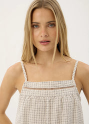 AFENDS CANDICE SEERSUCKER CAMI TOP – REVERB MOONBEAM CHECK
