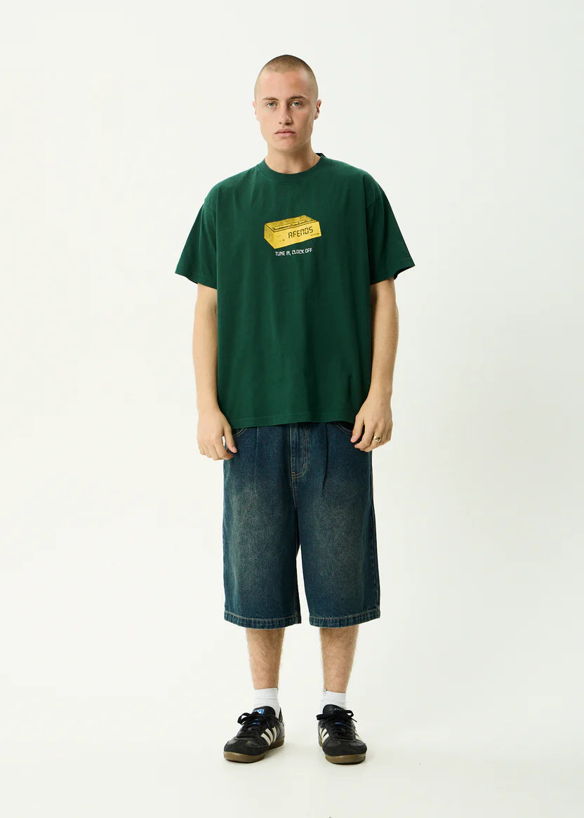 AFENDS CLOCK OFF BOXY TEE – WASHED PINE