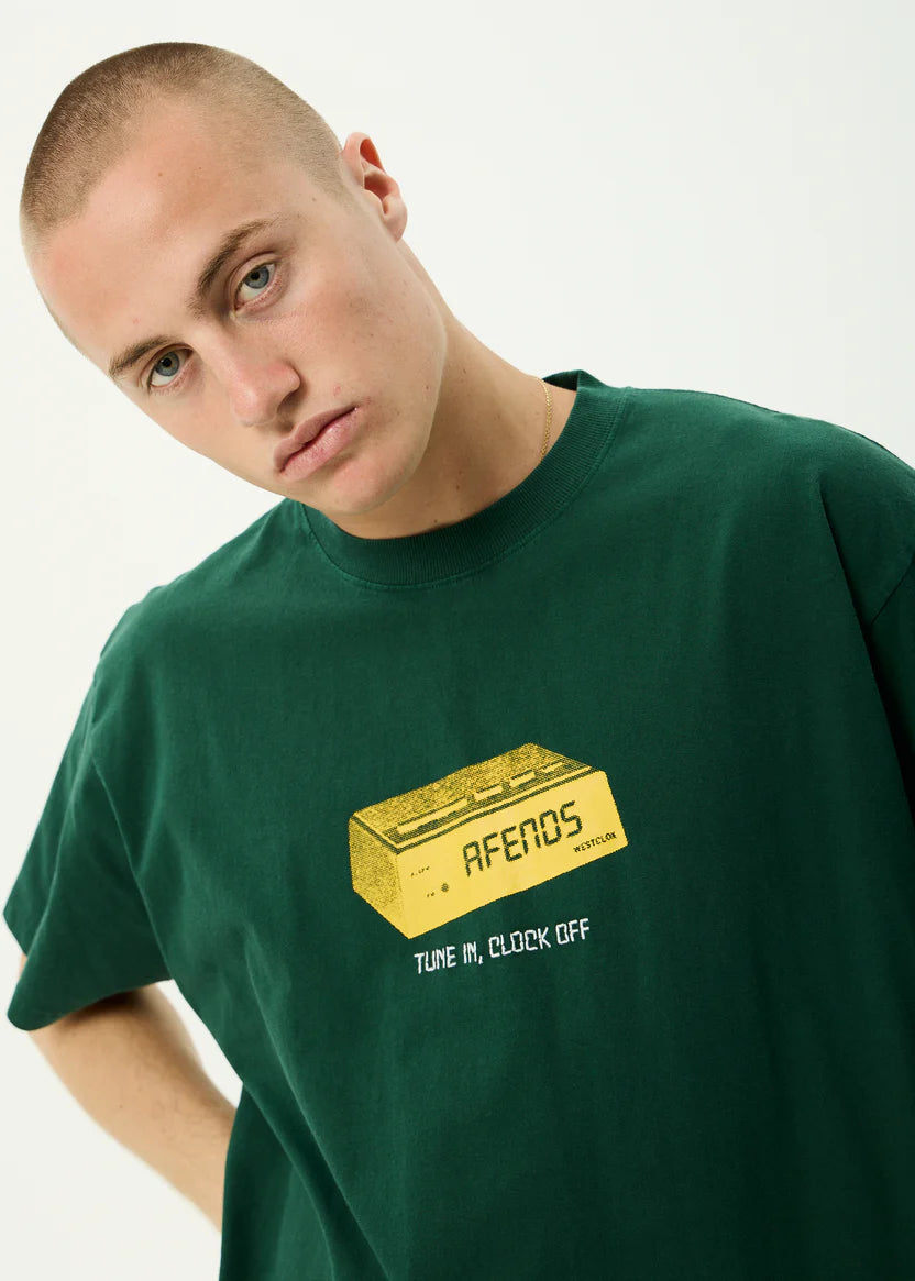 AFENDS CLOCK OFF BOXY TEE – WASHED PINE