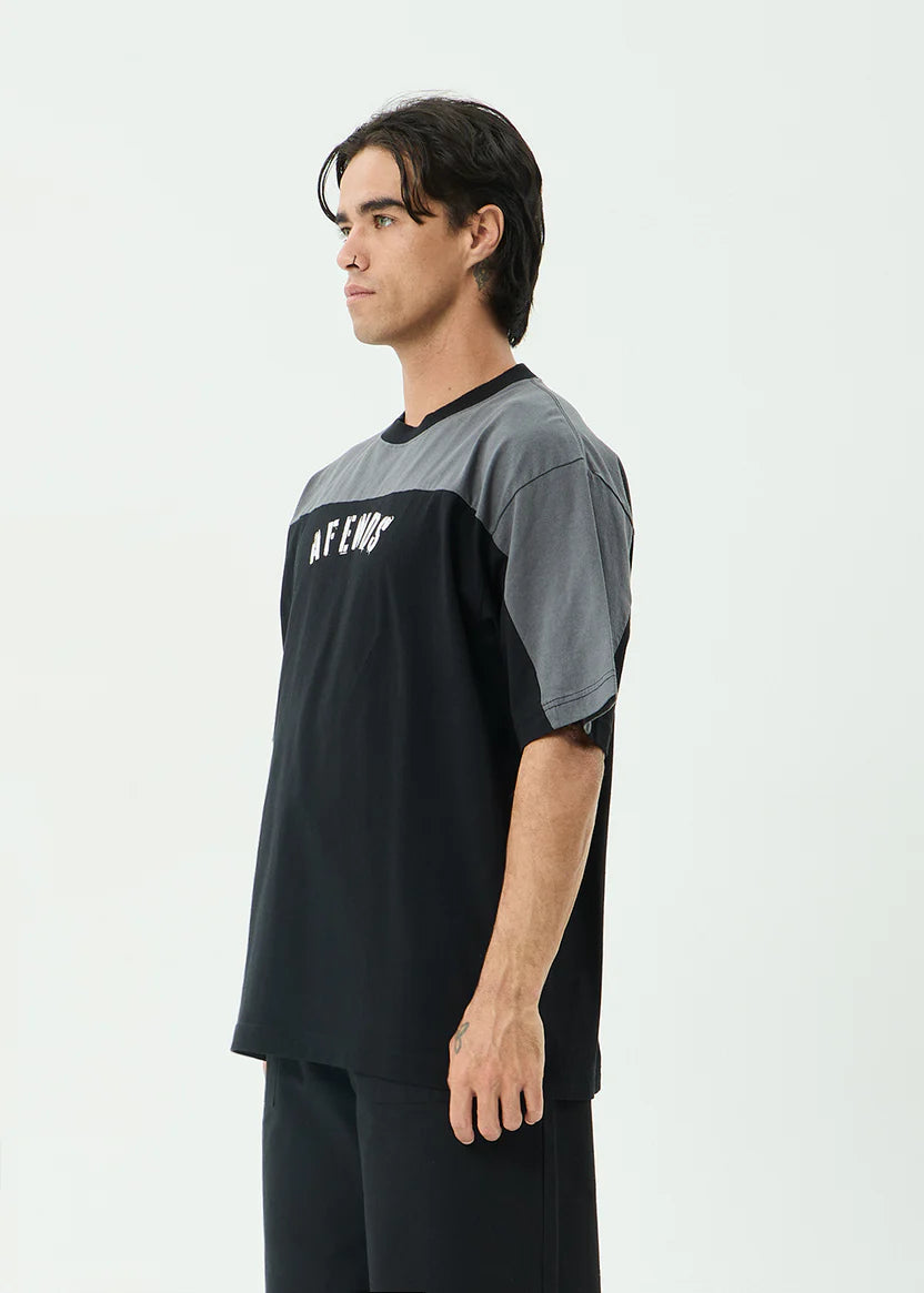 AFENDS CONTINGENT BOXY VINTAGE TEE MEN’S RECYCLED GRAPHIC STREETWEAR T SHIRT BLACK
