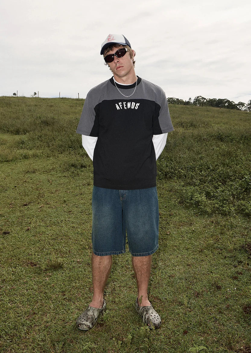 AFENDS CONTINGENT BOXY VINTAGE TEE MEN’S RECYCLED GRAPHIC STREETWEAR T SHIRT BLACK