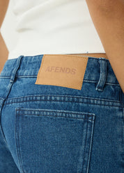 AFENDS DALLAS LOW RISE DENIM SHORT – SUSTAINABLE MICRO Y2K SHORTS – AUTHENTIC BLUE