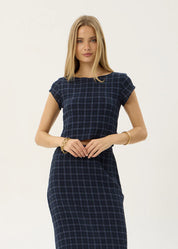 AFENDS DARCY SEERSUCKER TOP – THEA MIDNIGHT CHECK