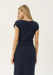 AFENDS DARCY SEERSUCKER TOP – THEA MIDNIGHT CHECK