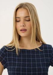 AFENDS DARCY SEERSUCKER TOP – THEA MIDNIGHT CHECK