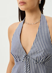 AFENDS DELTA HALTER TOP ORGANIC COTTON NAVY STRIPE