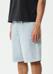 AFENDS FAST FORWARD DENIM ULTRA BAGGY PLEATED SHORT 24" – STONE BLUE