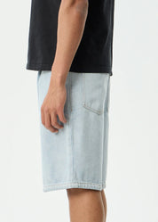 AFENDS FAST FORWARD DENIM ULTRA BAGGY PLEATED SHORT 24" – STONE BLUE