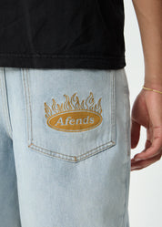 AFENDS FAST FORWARD DENIM ULTRA BAGGY PLEATED SHORT 24" – STONE BLUE