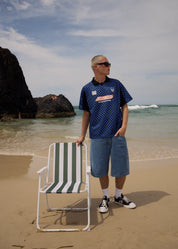 AFENDS IN’IT 1000 SPORTS JERSEY – UNISEX RECYCLED SPORTS TOP – MARINE