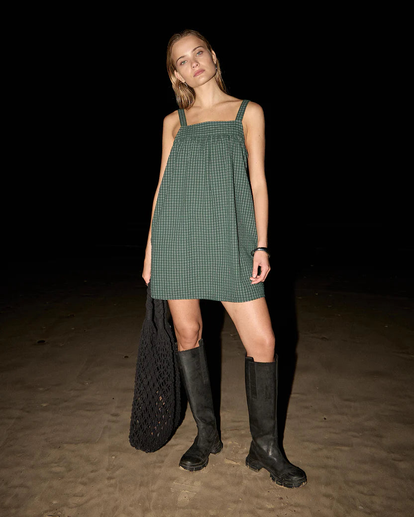 AFENDS INKA SEERSUCKER MINI DRESS – REVERB PINE CHECK