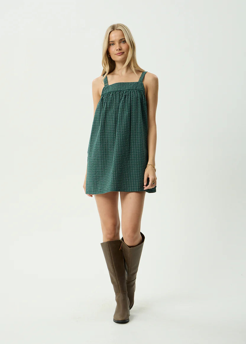 AFENDS INKA SEERSUCKER MINI DRESS – REVERB PINE CHECK