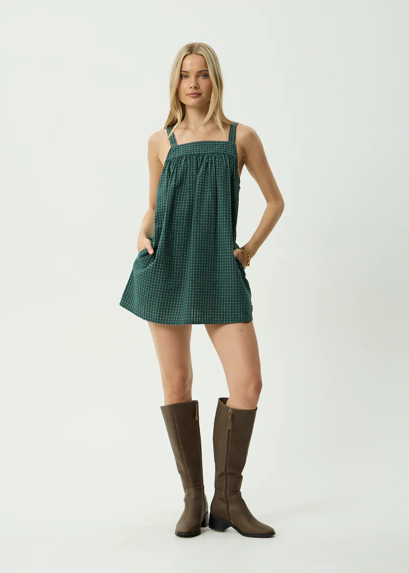 AFENDS INKA SEERSUCKER MINI DRESS – REVERB PINE CHECK