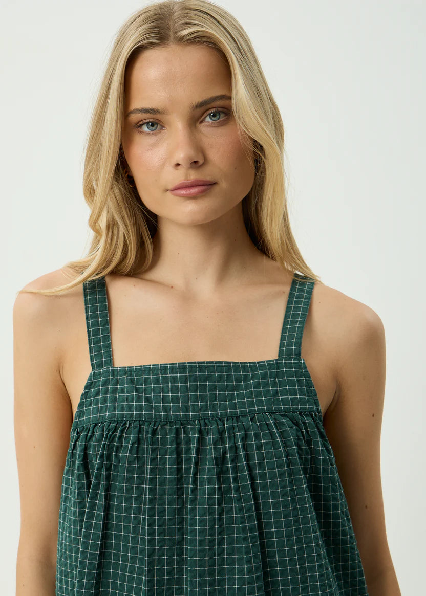 AFENDS INKA SEERSUCKER MINI DRESS – REVERB PINE CHECK