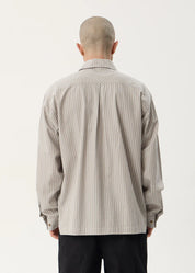 AFENDS LENNOX OVERSIZED LONG SLEEVE SHIRT – OLIVE STRIPE