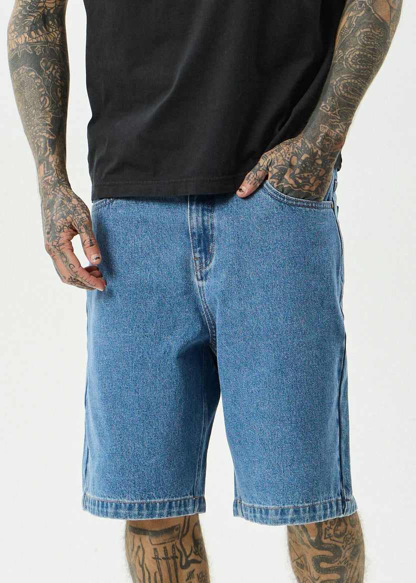 AFENDS LIL C DENIM BAGGY SHORT 22" – WORN BLUE