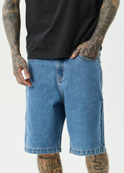 AFENDS LIL C DENIM BAGGY SHORT 22" – WORN BLUE
