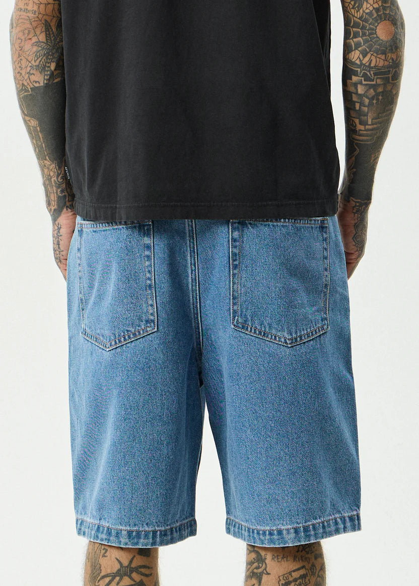 AFENDS LIL C DENIM BAGGY SHORT 22" – WORN BLUE