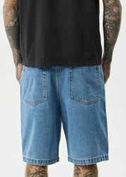AFENDS LIL C DENIM BAGGY SHORT 22" – WORN BLUE