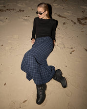 AFENDS LITA SEERSUCKER MAXI SKIRT – THEA MIDNIGHT CHECK
