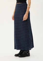 AFENDS LITA SEERSUCKER MAXI SKIRT – THEA MIDNIGHT CHECK