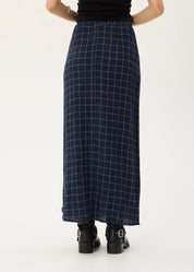 AFENDS LITA SEERSUCKER MAXI SKIRT – THEA MIDNIGHT CHECK