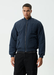 AFENDS NO MORE BOMBS BOMBER JACKET UNISEX RECYCLED NYLON STREETWEAR JACKET DEEP SEA