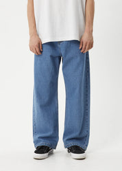 AFENDS PABLO BAGGY DENIM JEAN MEN’S 90S WIDE LEG STREETWEAR WORN BLUE