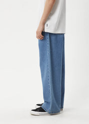 AFENDS PABLO BAGGY DENIM JEAN MEN’S 90S WIDE LEG STREETWEAR WORN BLUE
