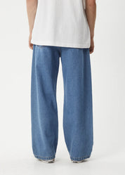 AFENDS PABLO BAGGY DENIM JEAN MEN’S 90S WIDE LEG STREETWEAR WORN BLUE